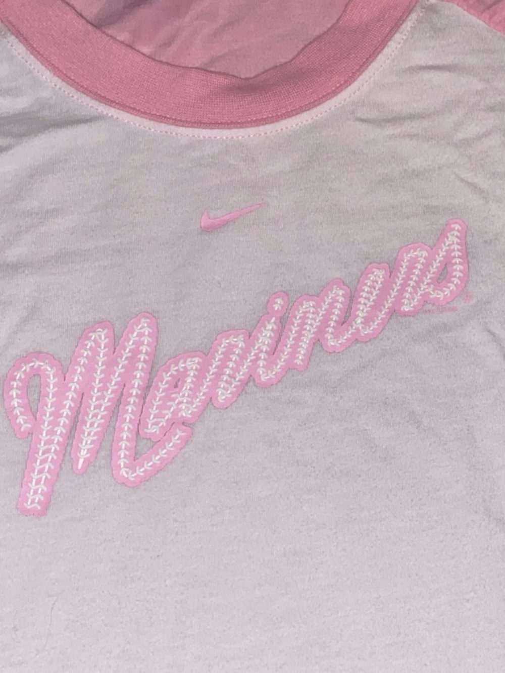 Vintage Nike Seattle Mariners‎ Long Sleeve Pink & White Long Sleeve Woman’s XL - Picture 4 of 11